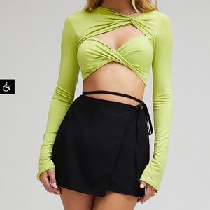 Solitude Lime Jersey Twist Front Top